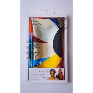 Mane Maven Head Scarves 2-Pack 35"x35" Multicolor Stylish & Functional 100% Poly